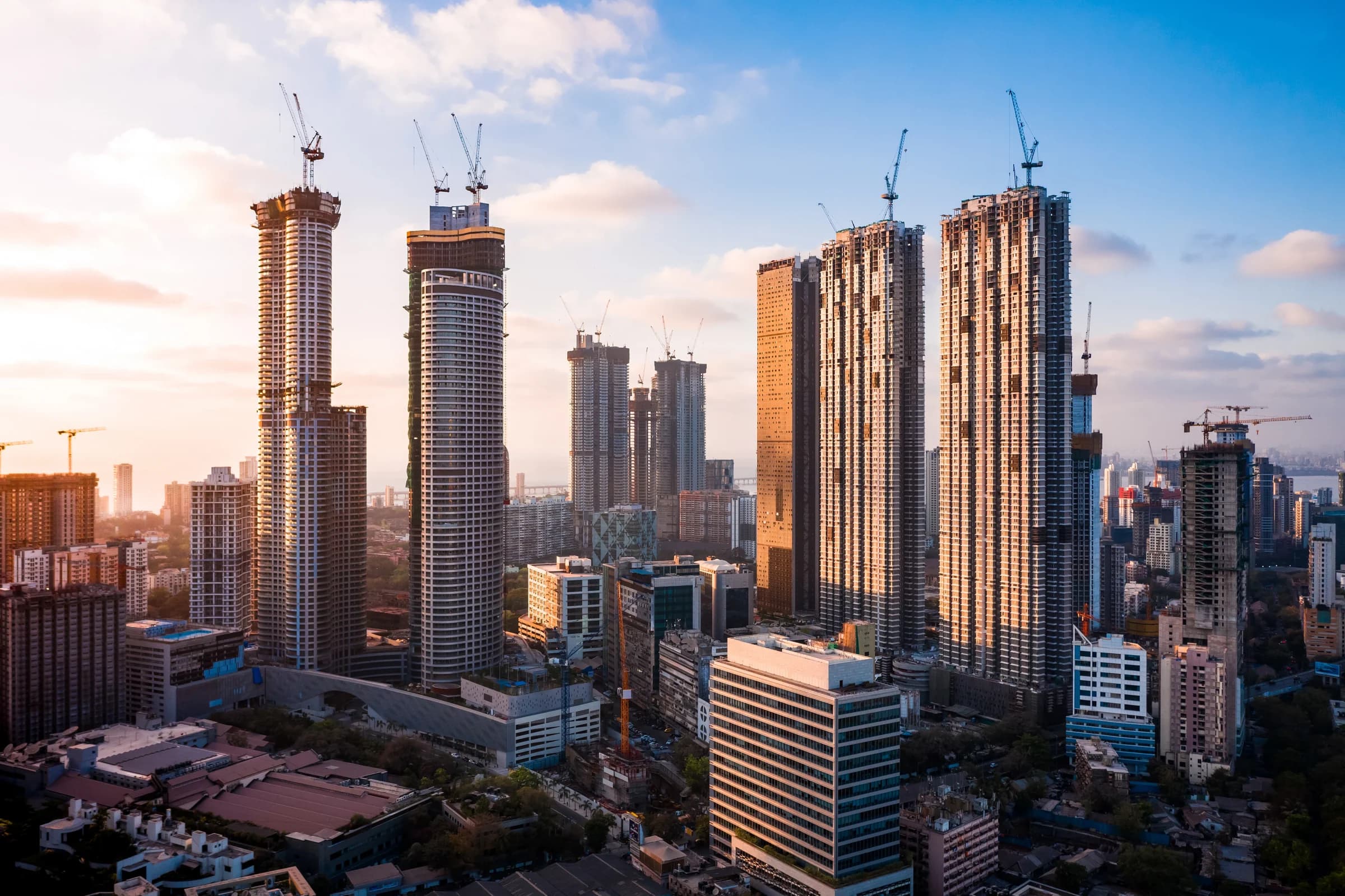 Modern high-rise towers rising over the Mumbai skyline